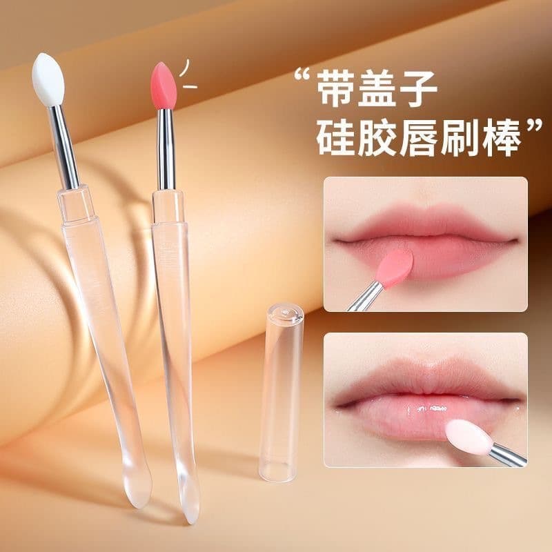 Silicone lip brush with cover lipstick brush lip glaze portable lip balm lip blending brush lipstick brush with cover portable