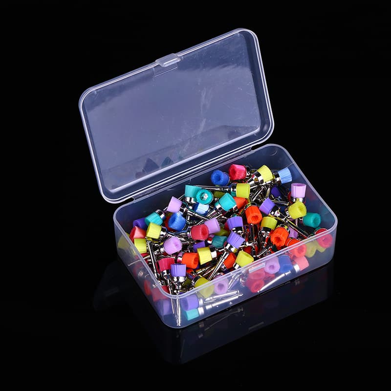 Dental colored polishing brush, bowl-shaped hollow polishing brush, bowl brush, polishing cup, flat polishing brush 100 pcs/box