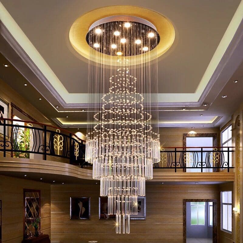Cross-border Crystal Chandelier Living Room Light Bedroom Light Creative Villa Dining Room Large Staircase Pendant Light Lighting Modern Minimalist