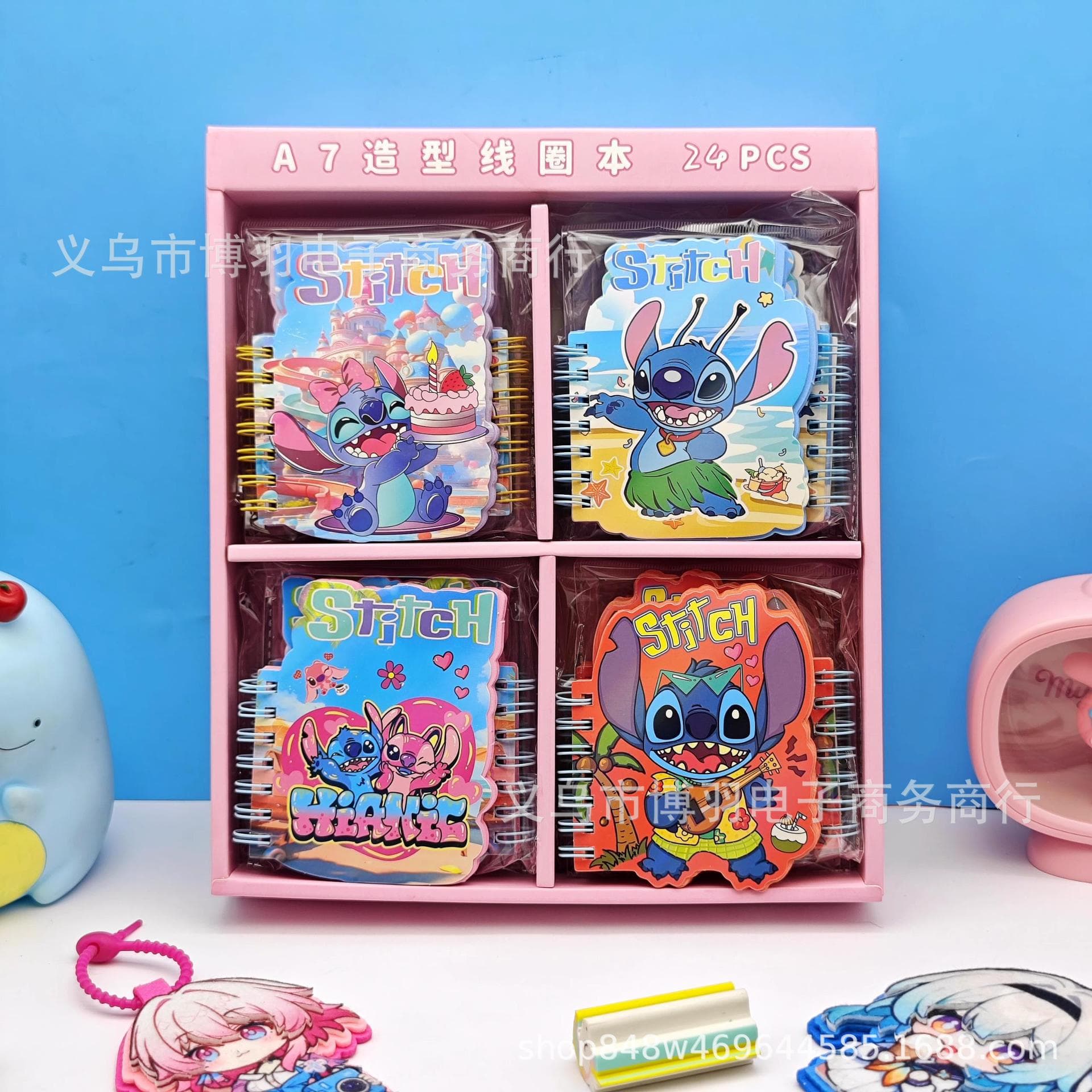 New Stitch Cartoon A7 Shaped Spiral Notebook Student Mini Pocket Spiral Notebook Wholesale Cross-border