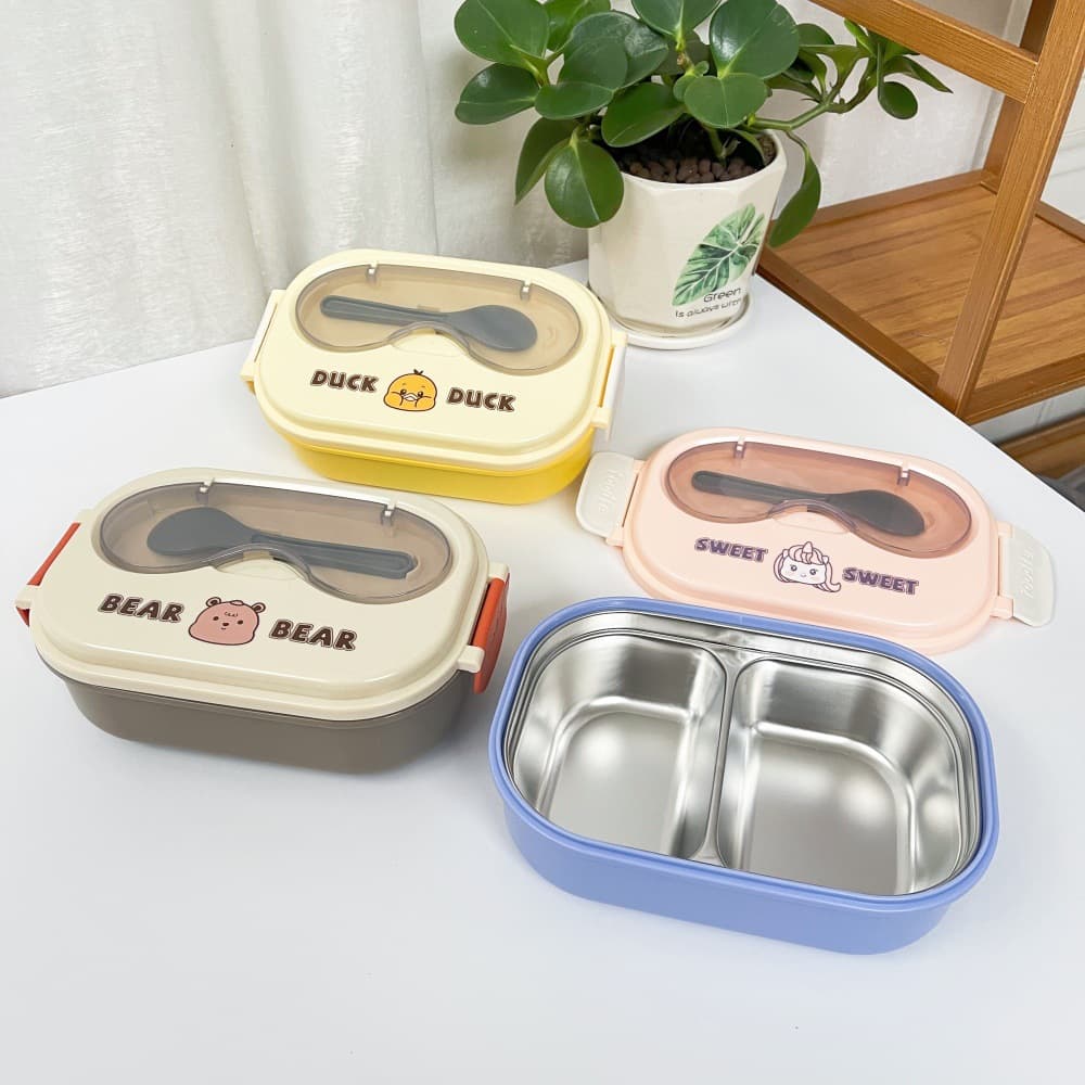 Trending Student Lunch Box Stainless Steel Compartment Cartoon Lunch Box Adult Lunch Box Food Storage Container