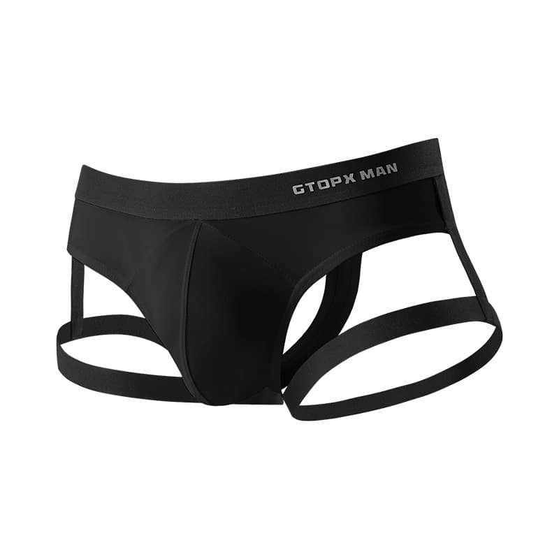 GTOPX MAN Men's Sexy Ice Silk Thong Suspender Strap Formal U-Bulge Thin Erotic Underwear