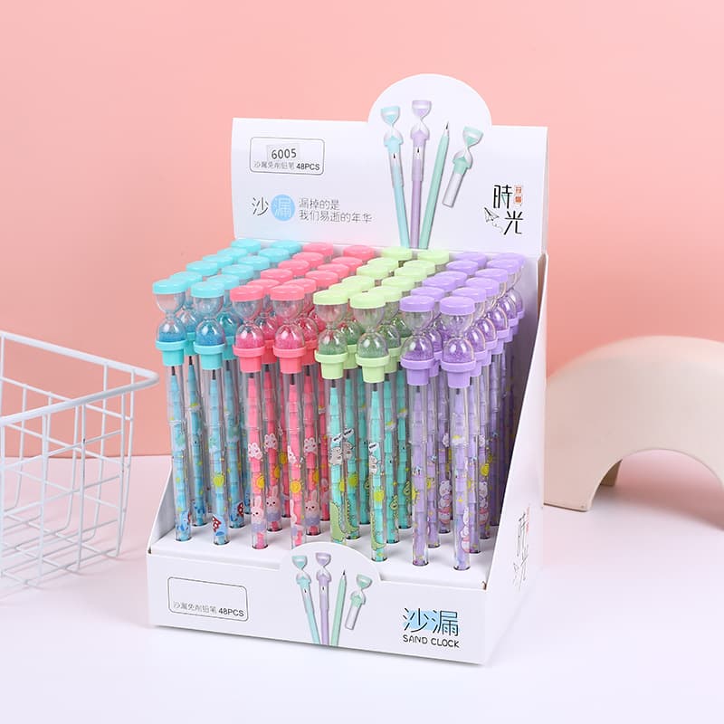 Factory direct supply to students hourglass egg-laying pens, no-sharpening automatic pencils, bullet pens wholesale