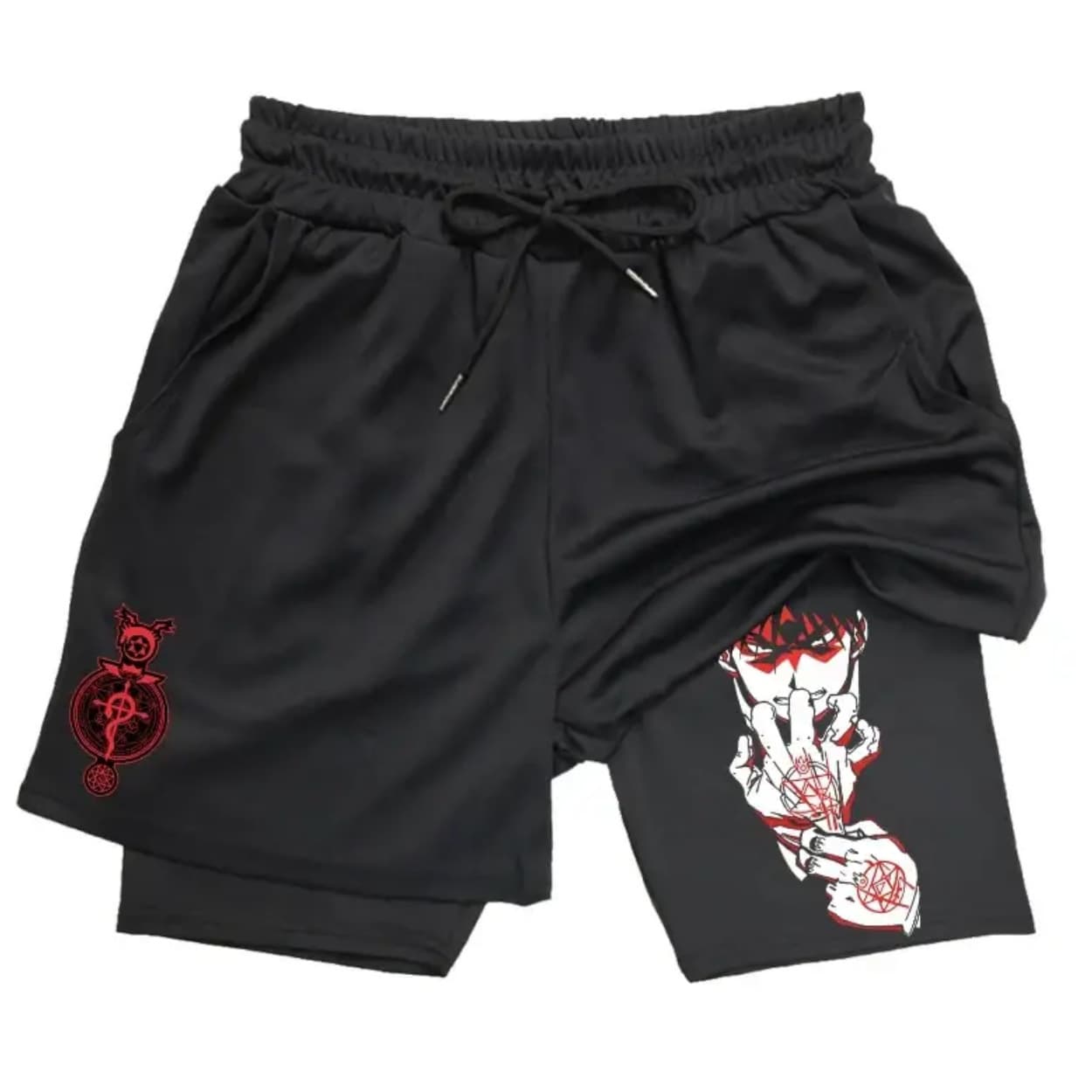 Japanese Anime Fullmetal Alchemist Adult Double-Layer Beach Sports Fitness Loose Casual Shorts