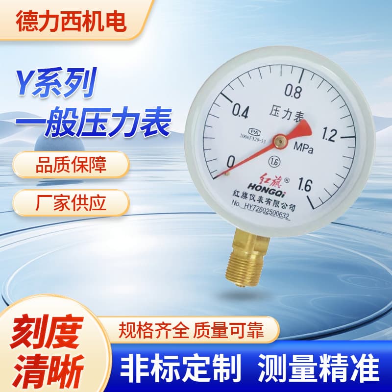 Y Series General Pressure Gauge, Durable Explosion-Proof Electric Contact Pressure Gauge, Vacuum Pressure Gauge, Water Pressure Gauge, Oil Pressure Gauge, Air Pressure Gauge
