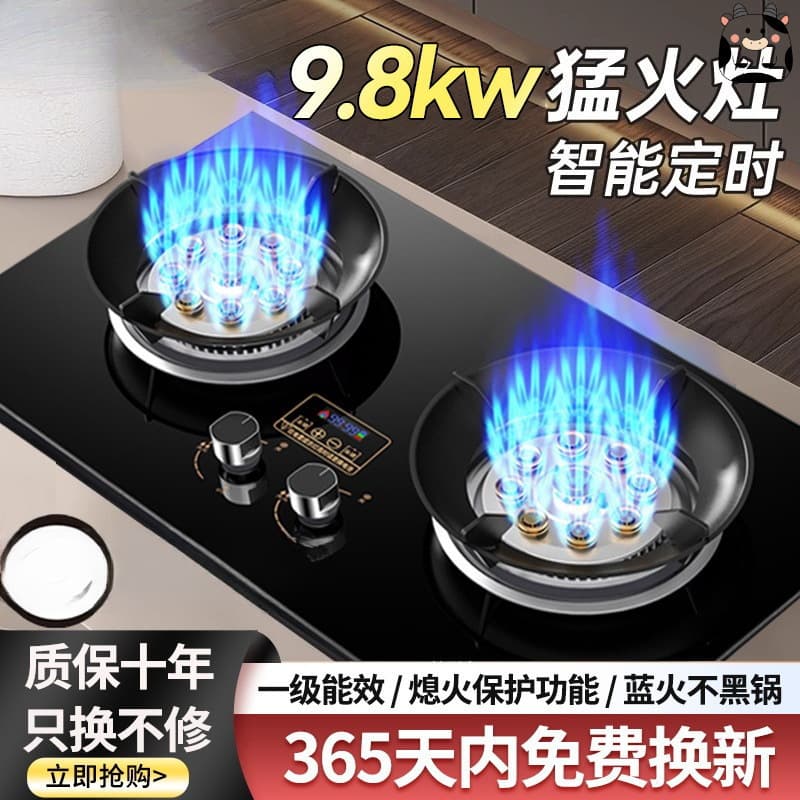 Gas Stove Double Burner Household Desktop Liquefied Gas Coal Gas Stove Natural Gas Built-in Energy-Saving High-Fire Gas Stove