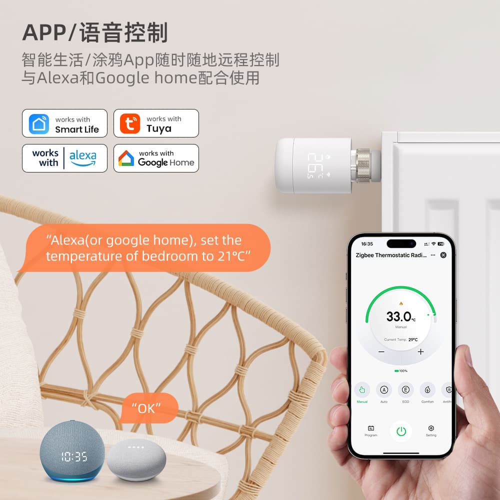 Newly Upgraded Tuya ZigBee Smart Thermostatic Valve Radiator Controller Mobile APP Control TRV Thermostatic Valve