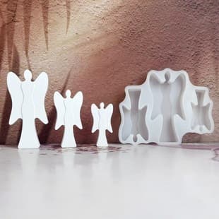 S2145 Three Angel Figurine Decoration Cement Plaster Mold DIY Silicone Mold