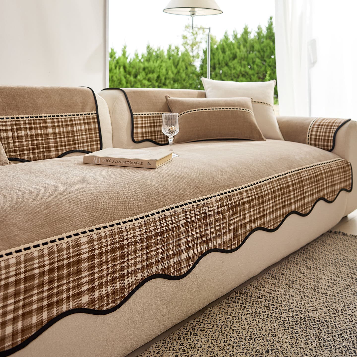 Light luxury style high-end chenille sofa cushion 2026 new four-season anti-slip special-shaped seat cushion back cover