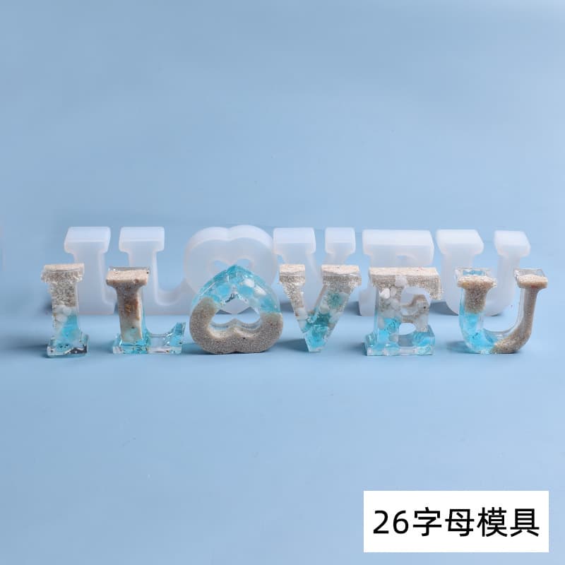 Poppy diy crystal glue mold 26 English letters creative handmade ornaments silicone mold