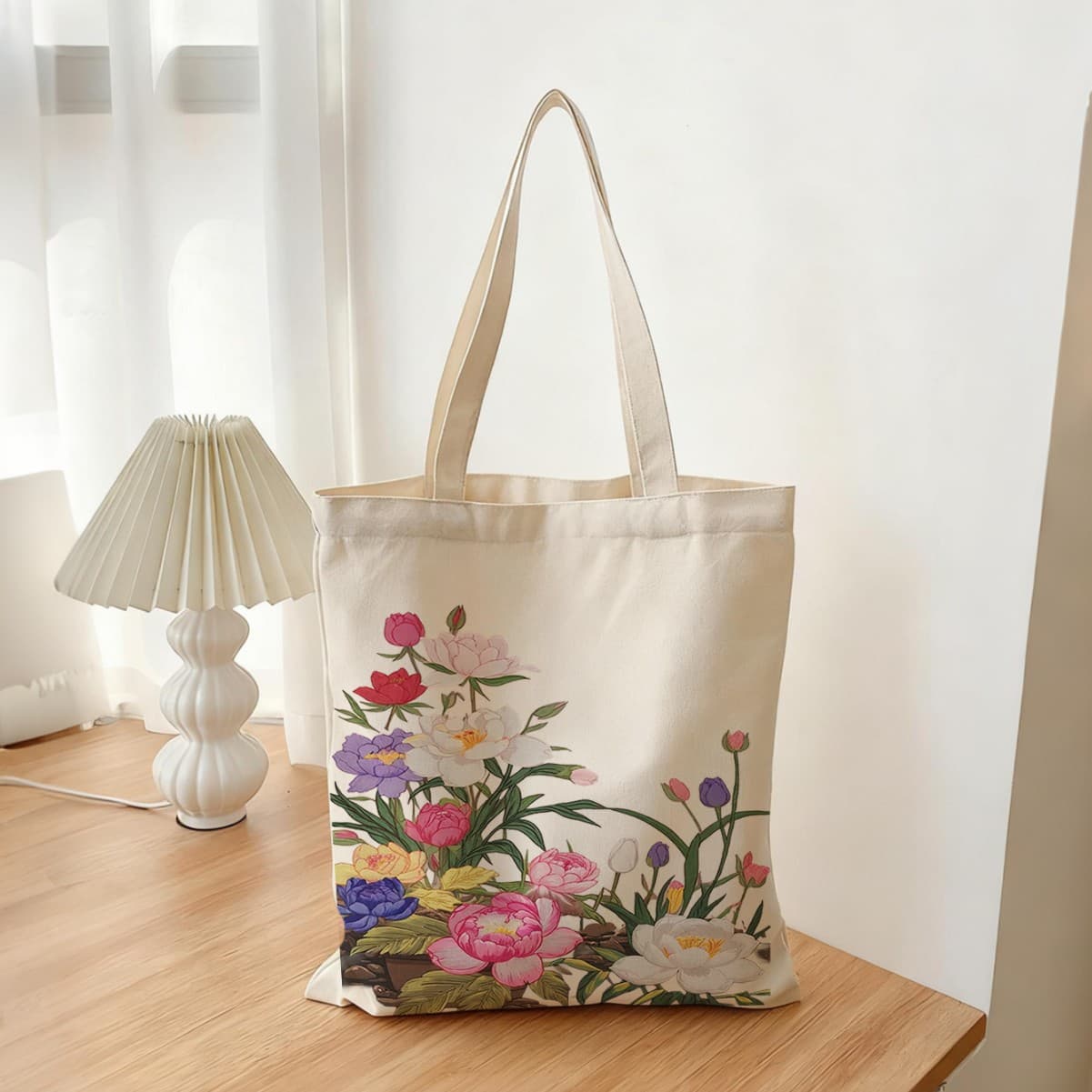 2026 New Women's Canvas Bag Floral Print Tote Bag Commuter Bag Shopping Bag Large Capacity Shoulder Bag Crossbody Bag