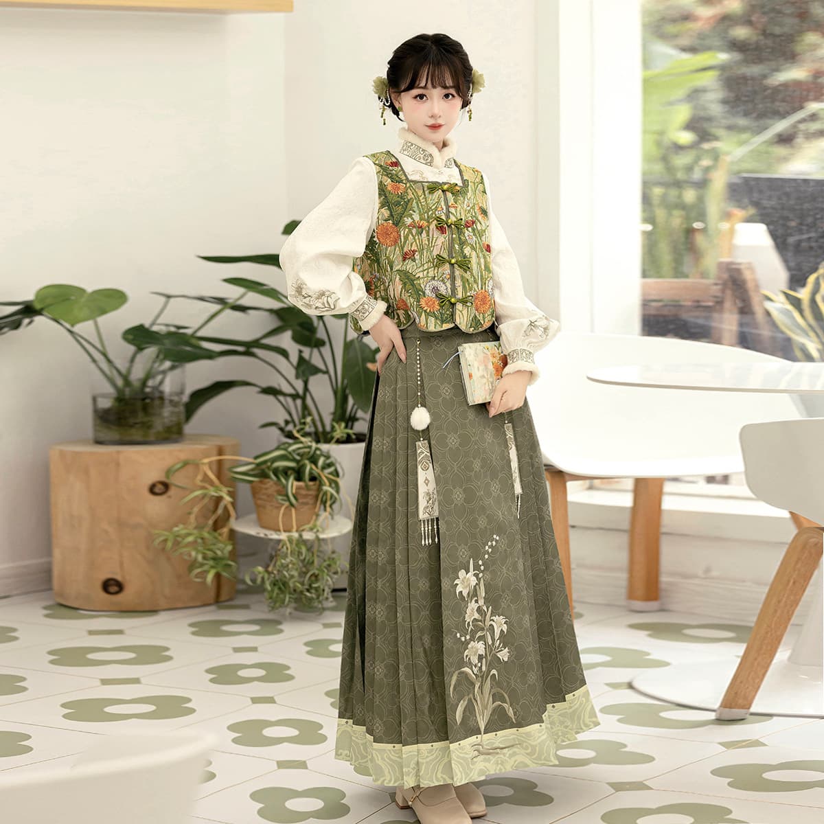 Yimengge Original Wizard of Oz Hanfu Women's Chinese Style Improved Han Element Vest Blouse and Skirt Set 9393