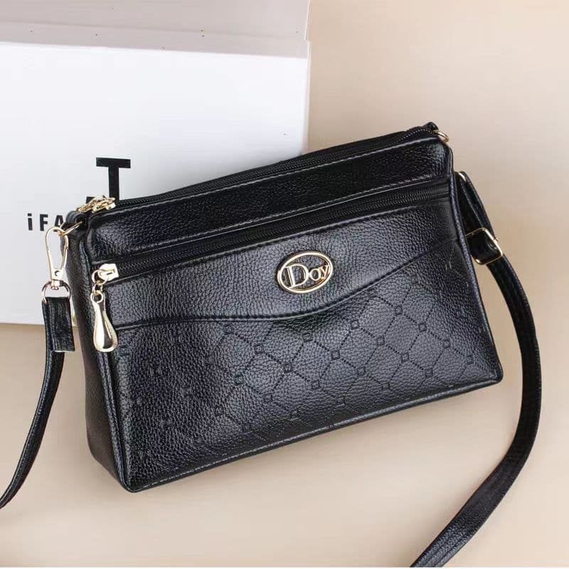 Women's Multi-Layer Crossbody Bag 2024 New Solid Color Simple Shoulder Bag for Middle-aged and Elderly Women Shopping Bag