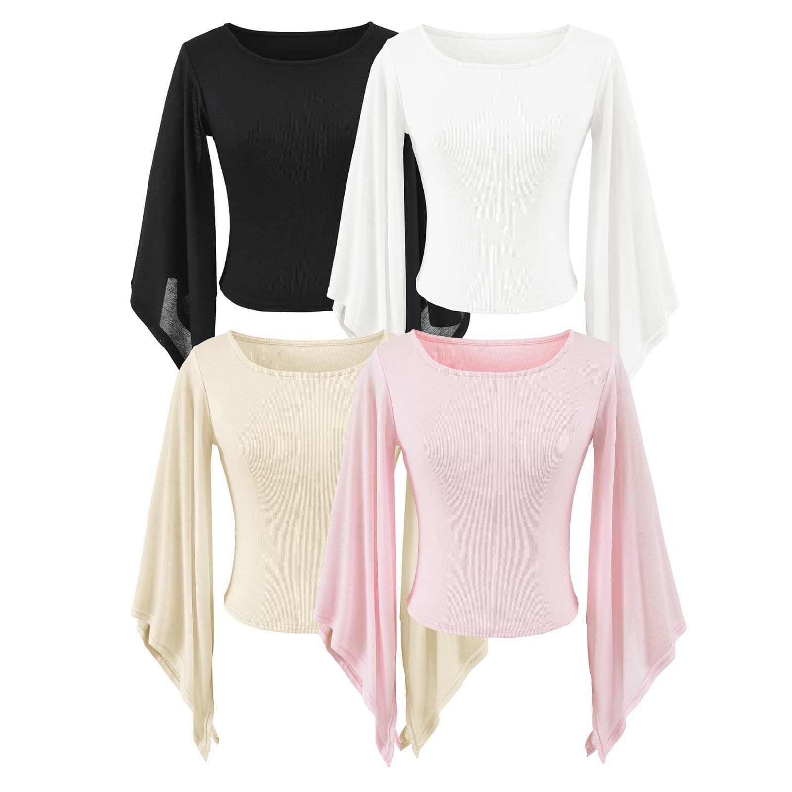 2026 Summer New Loose Waterfall Sleeve Top One-Shoulder Wide Neckline Skin-Friendly Lightweight Breathable Short Top Women T-Shirt