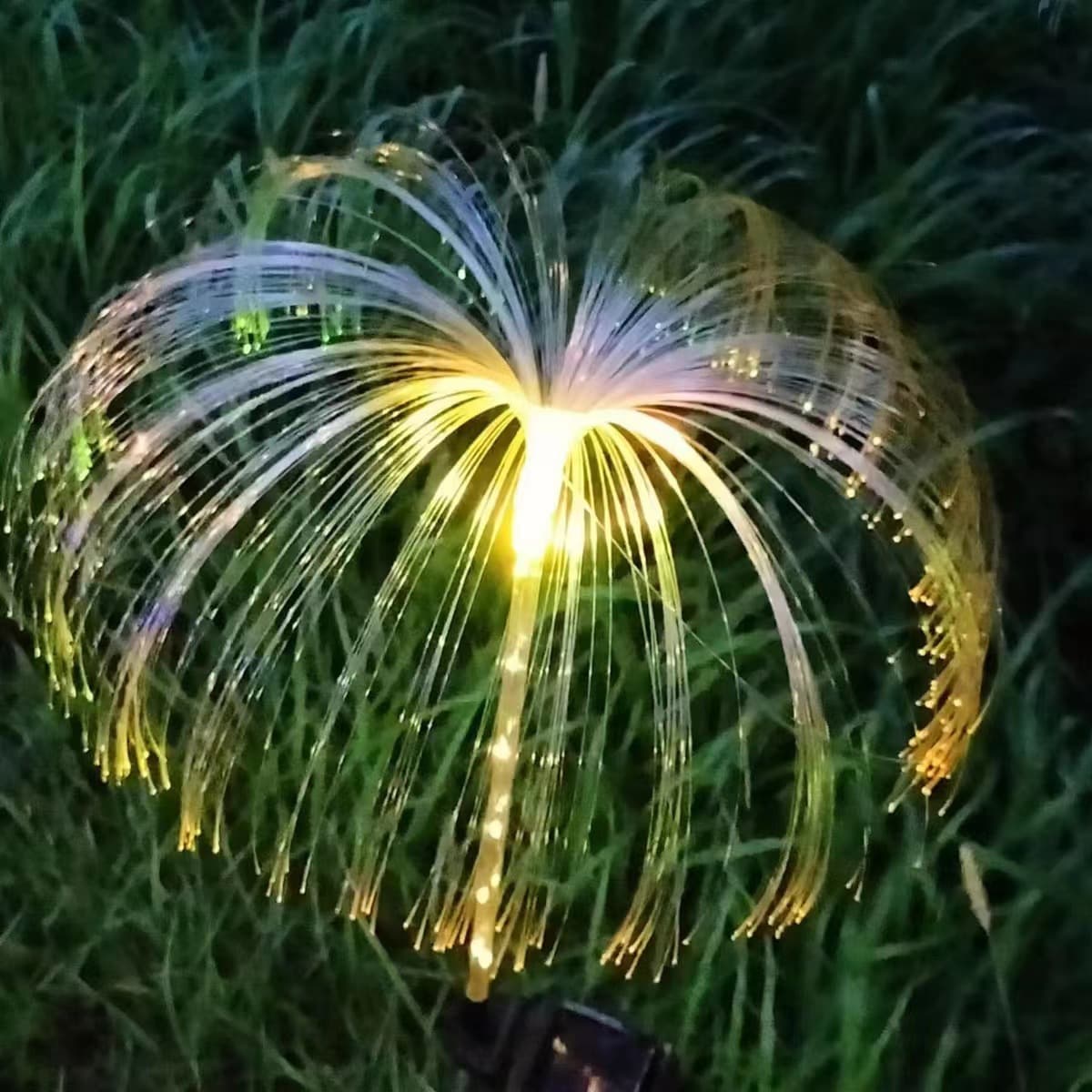 Solar Ground Insert Jellyfish Light Outdoor Waterproof Color-Changing Garden Landscape Light Fiber Optic Decorative Light Wholesale