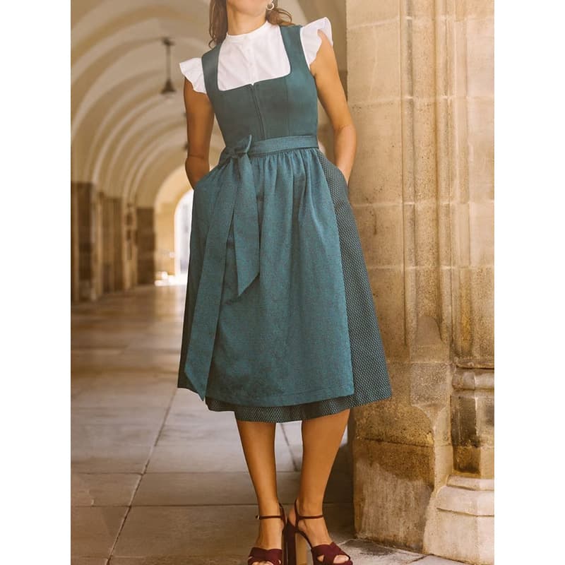 2025 New Munich Oktoberfest Maid Costume Short-Sleeve Printed Beer Dress Stage Performance Outfit