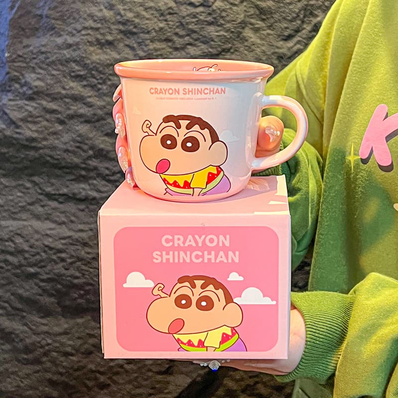 Crayon Shin-chan Mug Anime Milk Measuring Cup Cartoon Cute Breakfast Ceramic Cup Wholesale with Scale