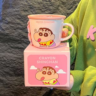 Crayon Shin-chan Mug Anime Milk Measuring Cup Cartoon Cute Breakfast Ceramic Cup Wholesale with Scale