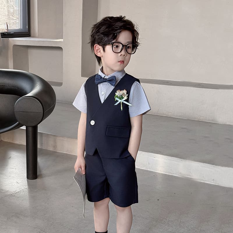 Boys' Formal Suit, Flower Boy Tuxedo, British Style, Baby First Birthday Suit, Host Performance Outfit