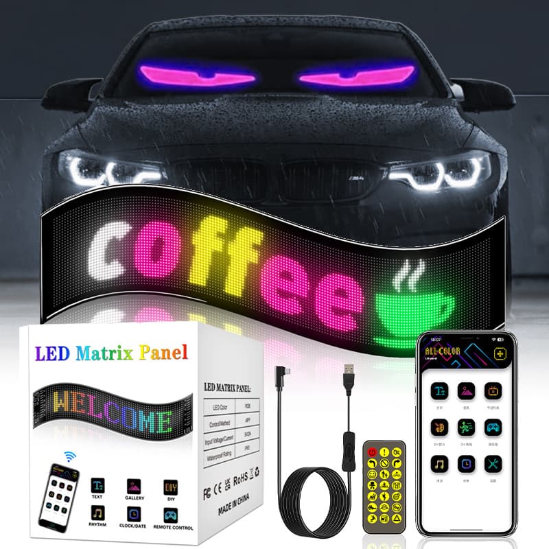 LED Car Display Flexible Screen DIY Pixel Screen Dot Matrix Grid Digital Smart Flexible