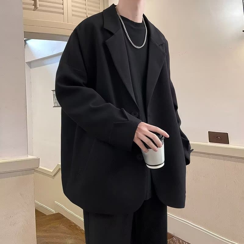 2024 Korean Style Trendy Men's Top, Stylish Loose Fit, Hong Kong Style Suit Jacket, Versatile Casual Suit for Spring and Autumn