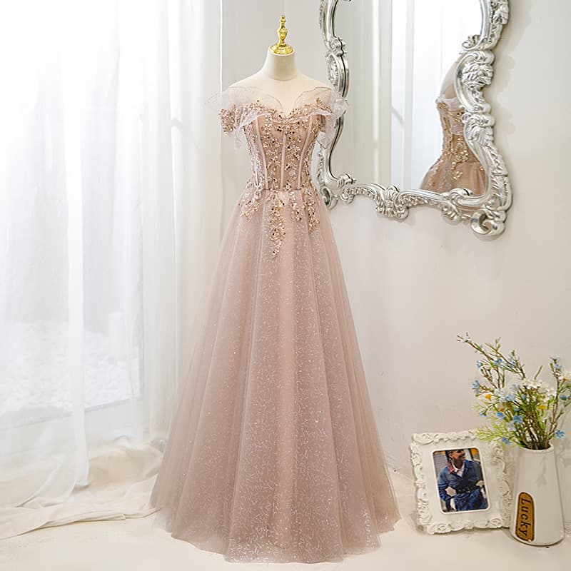 One-Shoulder Pink Evening Gown High-End 2026 Spring/Summer Host Banquet Elegant Socialite Engagement Party Dress