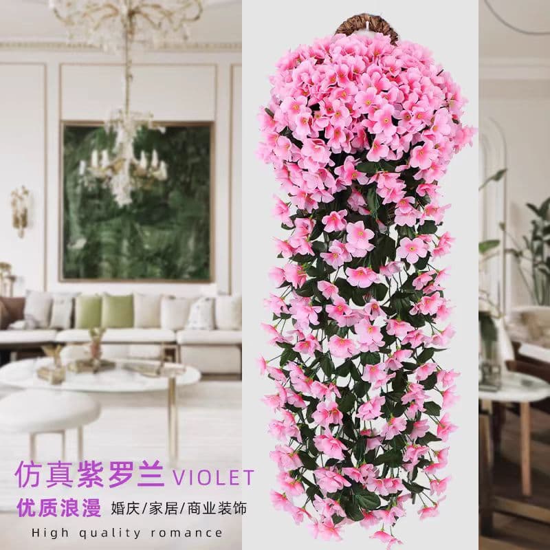 Violet Wall-Hanging Hanging Orchid Large Hydrangea Artificial Flower Plastic Flower Silk Flower Vine Wedding Decoration Flower Floral Flower