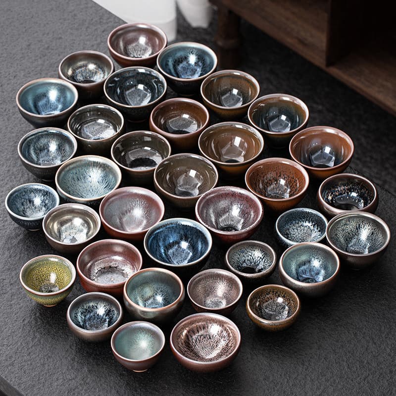Jianyang Jian Zhan ceramic kiln-transformed oil spot original iron-bodied master cup, Gongfu tea cup, tea tasting cup, tea set, tea bowl.