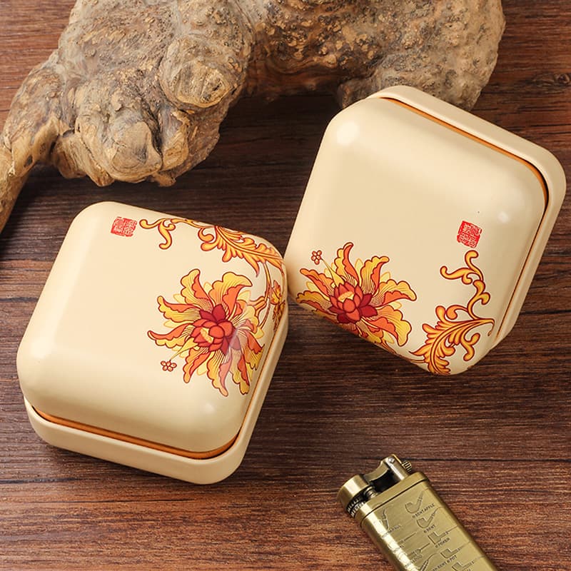 Chinese Retro Metal Tobacco Tin Portable Pipe Tobacco Pouch Moisture-Proof Crush-Proof Loose Leaf Tobacco Storage Container