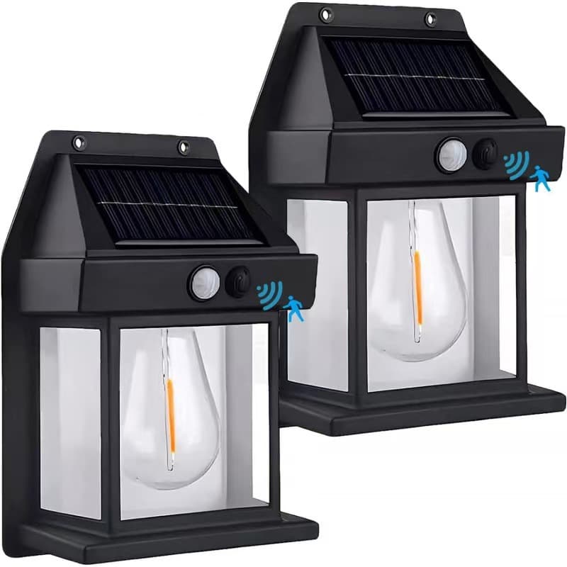 Solar Tungsten Filament Motion Sensor Light, Balcony Light, Entrance LED Atmosphere Garden Wall Outdoor Light