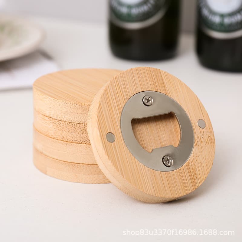 In Stock Wooden Bottle Opener Refrigerator Magnetic Bottle Opener Fridge Magnet Decoration Beer Opener Portable Bottle Opener