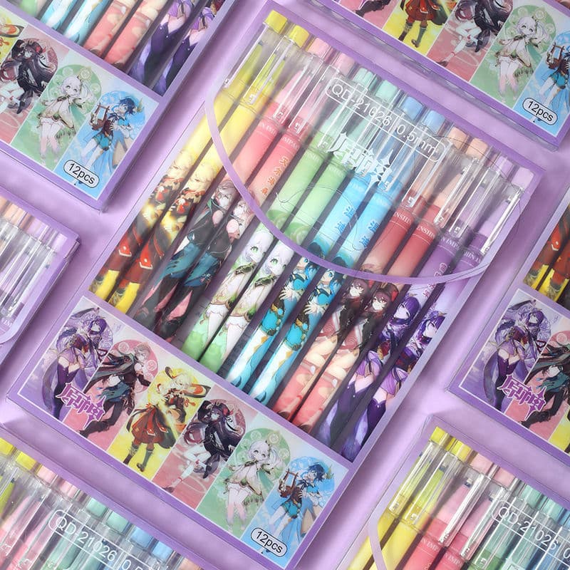 DQ-21026 Genshin Impact Creative Cartoon Anime Game Erasable Gel Pen Straight Barrel Student Signature Pen Wholesale