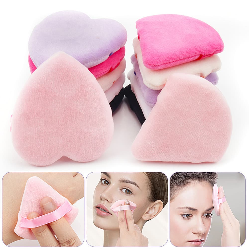 Heart-shaped makeup setting powder puff loose powder puff BB cream heart-shaped sponge powder puff makeup setting tool flocked powder puff wholesale