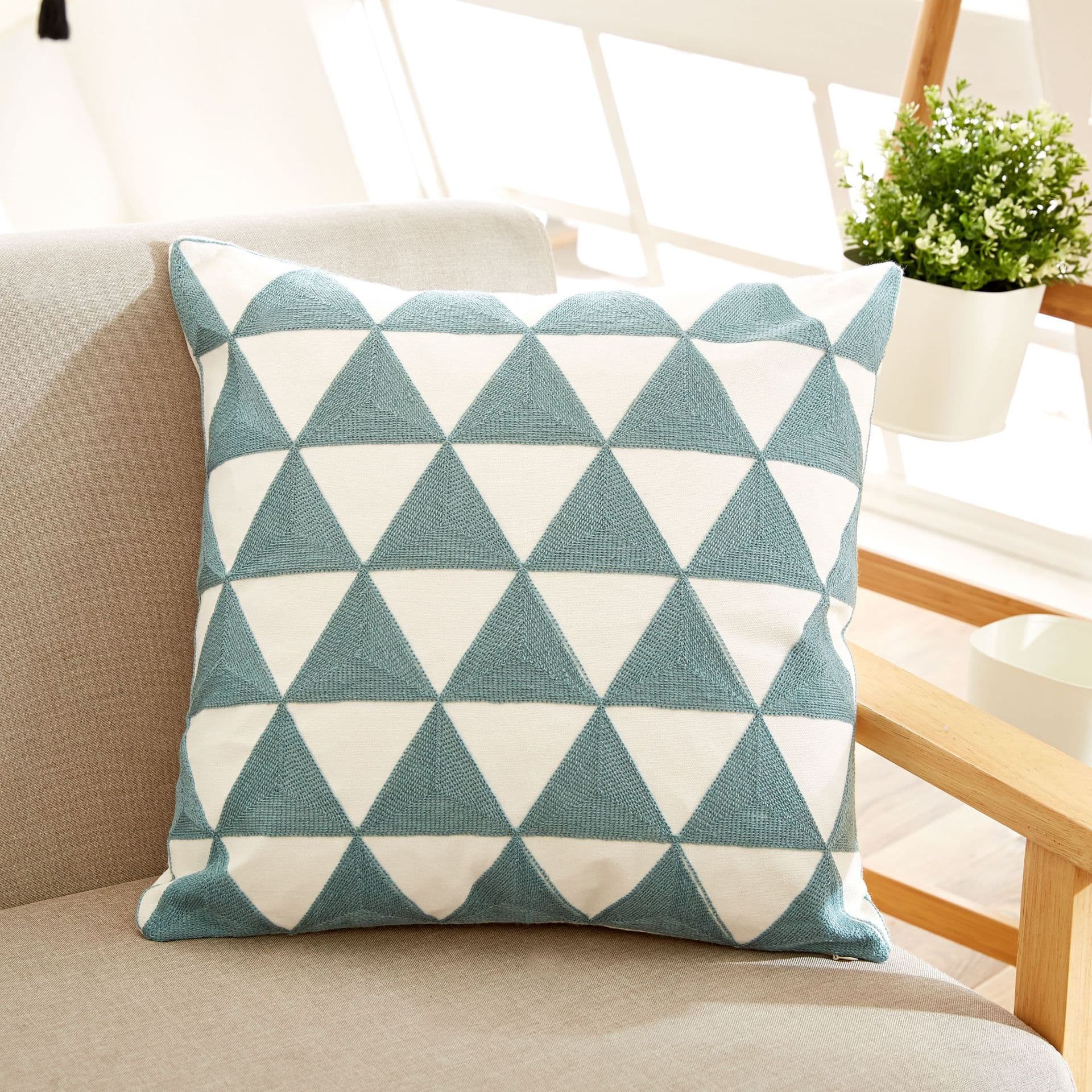 Cross-border Nordic Modern Simple Geometric Yarn Embroidery Canvas Cushion Cover for Living Room Sofa