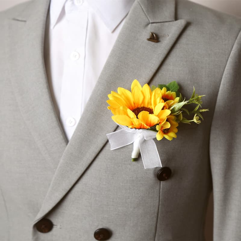 Sunflower sunflower corsage for men and women wedding bride and groom corsage wrist flower Christmas gift head flower hair accessories