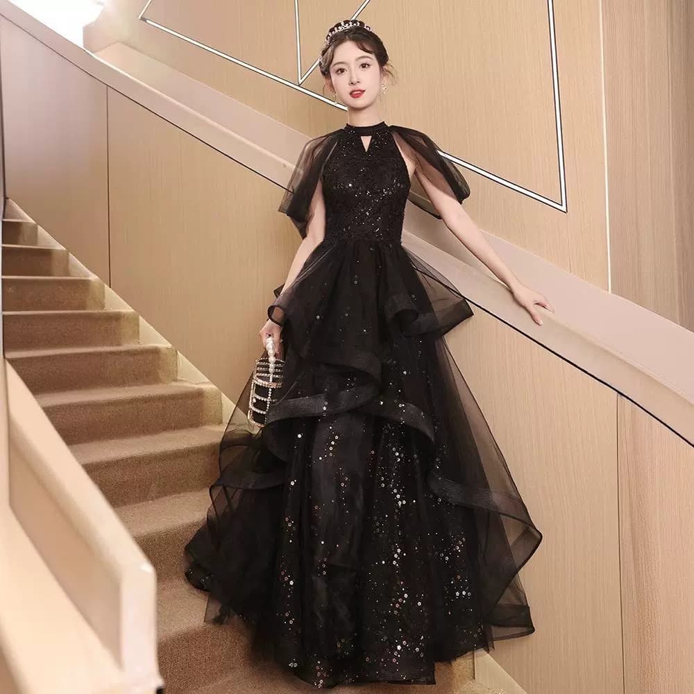 Black Evening Gown Banquet 2026 Spring/Summer New Style Elegant Hostess Dress Women High-End Fairy Performance Dress