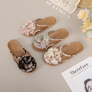 New Summer Rattan Mat Floor Slippers, Home Cool Bamboo Woven Straw Shoes, Anti-Slip Indoor Use