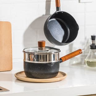 Japanese-Style Snow Pot, Small Pot for Household Cooking Noodles, Soup Pot, Hot Milk Pot, Non-Stick Pot, Suitable for Induction Cooktop and Gas Stove
