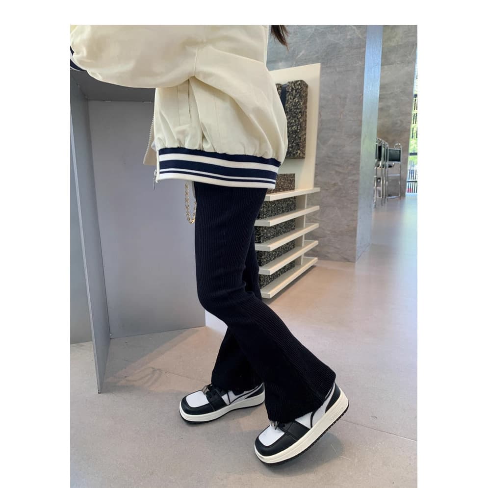 Girls' new spring and autumn style children's Korean style versatile casual bell-bottom pants for little girls fashionable solid color pants