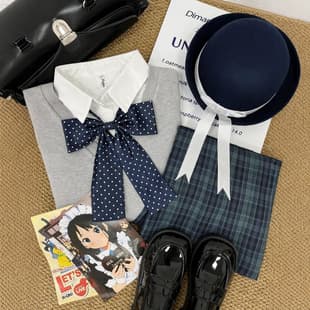 Original JK Vest Uniform Solid Color Knit Vest Sweater Top School Style Nori Plaid Skirt Short Skirt Set for Women