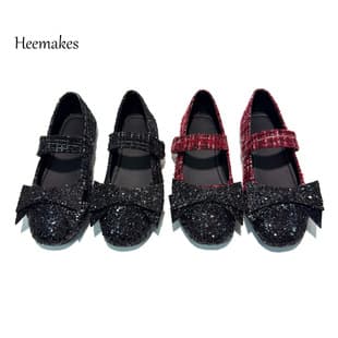 New Style Little Chanel Round Toe Girls Leather Shoes Mary Jane Rhinestone Spring Leather Shoes Little Girl Shoes Dress Shoes