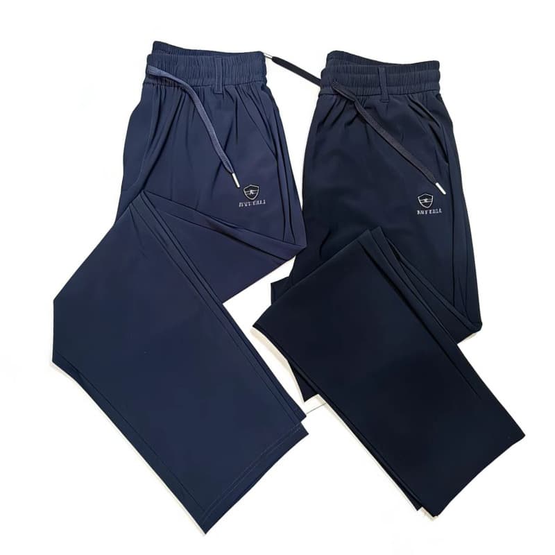 2026 Summer Thin Ice Silk Quick-Dry Pants for Men Casual High-Waist Stretch Trousers Sports Loose Straight-Leg Air Conditioning Pants