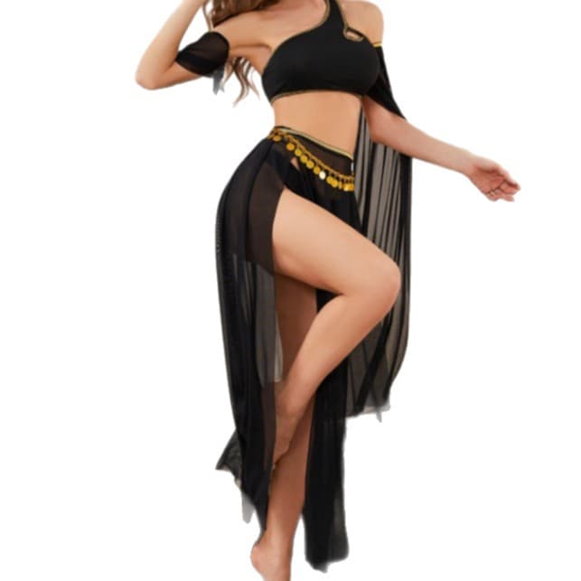 New Cross-Border Trade European and American Style Sexy Lingerie for Women Off-Shoulder Strap Dance Dress Slit Long Skirt Sexy Set