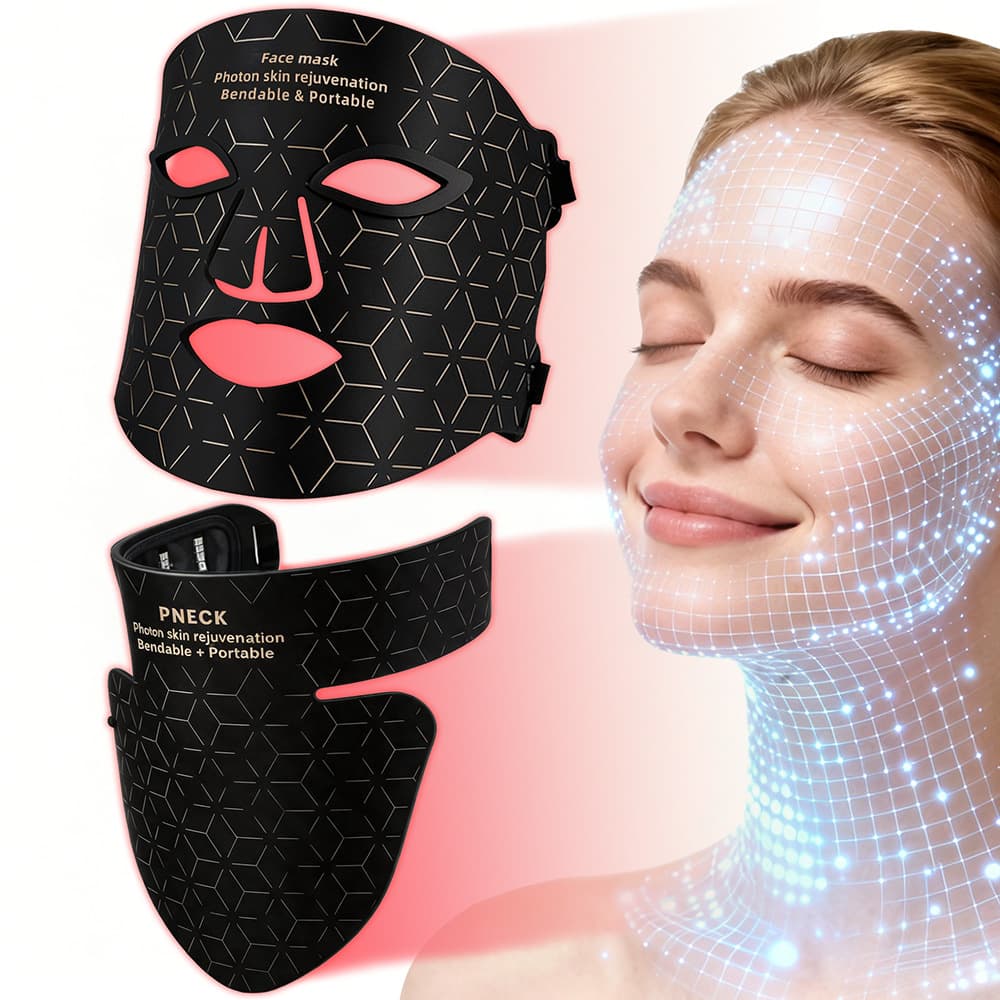 LED Beauty Mask FDA 510K Red Blue Infrared Light Home Photon Silicone Spectrometer Large Array Beauty Device