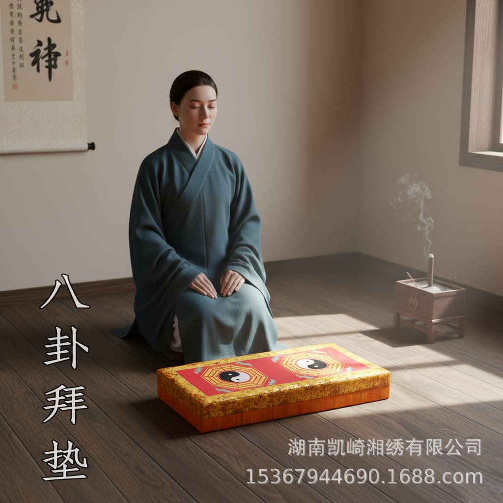 Taoist Bagua Worship Mat, Tai Chi Bagua Zafu for Home, Inclined Kneeling Prostration Cushion, Single/Double/Triple Person Options, Wholesale Supported