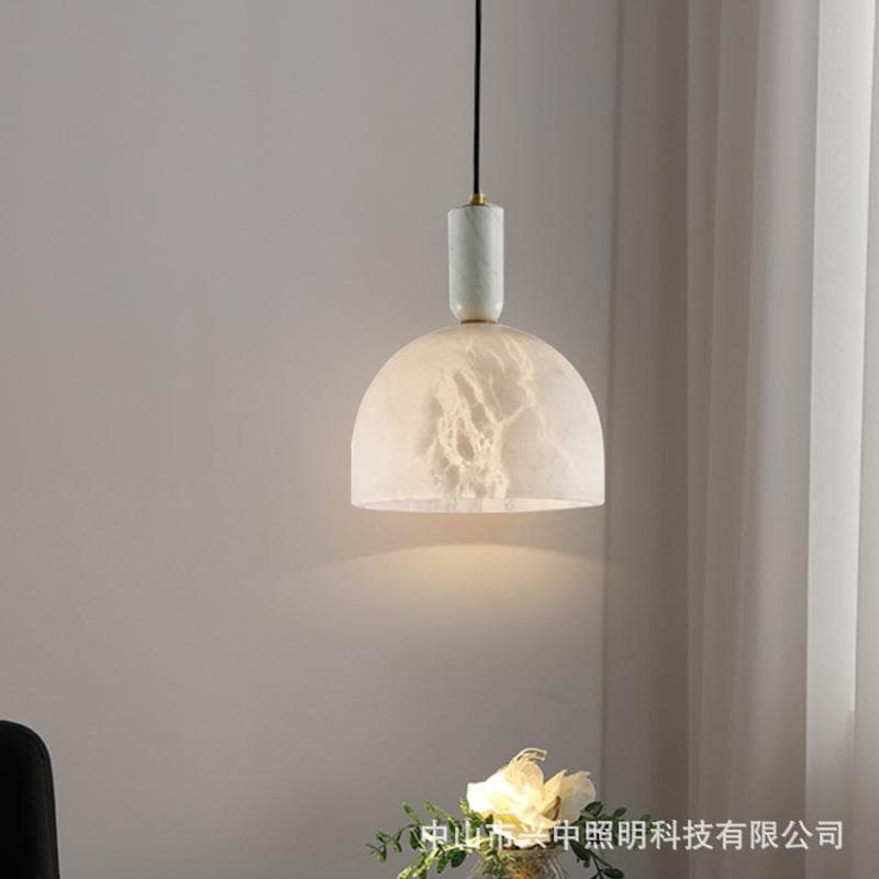 Minimalist luxury marble factory direct sales: simple postmodern bedroom bedside single-head pendant light, light luxury dining room bar counter.