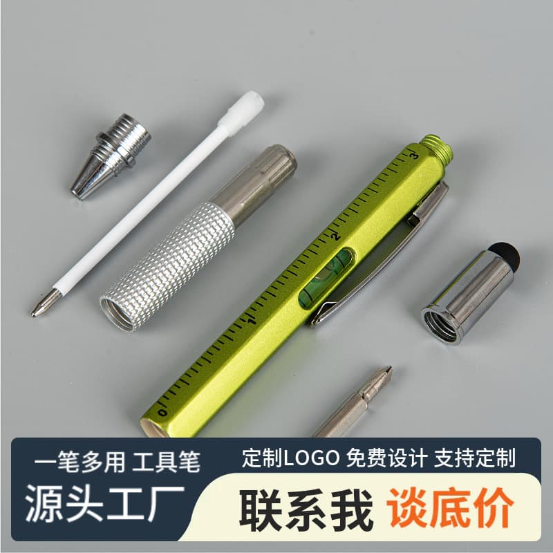 Cross-Border Multi-Function Ballpoint Pen Screwdriver Ruler Six-in-One Tool Pen Level Touch Plastic Pen