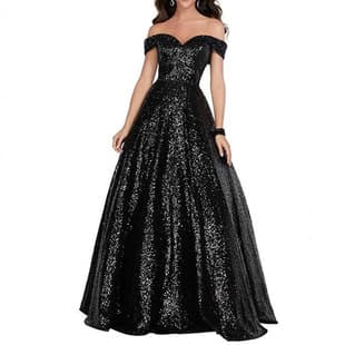 Amazon Export Evening Dress 2026 New Off-Shoulder Prom Evening Dress A-Line Women Long Sequin Formal Dress
