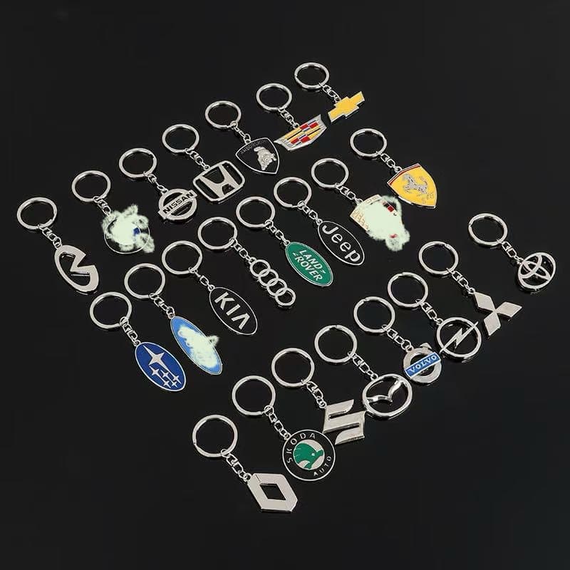 Car Logo Keychain for Opel, Mitsubishi, Renault, Volvo, Hyundai Various Logos, Long Chain Keychain