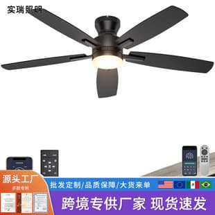 Cross-border New High Power Bedroom Ceiling Direct Blade Nordic Style Fan Light, Export Direct Supply Factory Direct Blade Fan